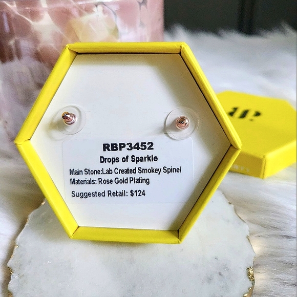 NWT Bomb Party 3452 'Drops of Sparkle' Spinel Rose Gold Plated Dangle Earrings - Picture 6 of 6